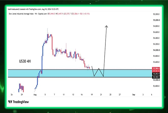 Analysis on US30 – 4 hours frame illustrates possible bullish scenario